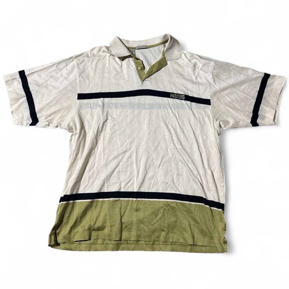 Green Bay Packers White and Green Polo Shirt